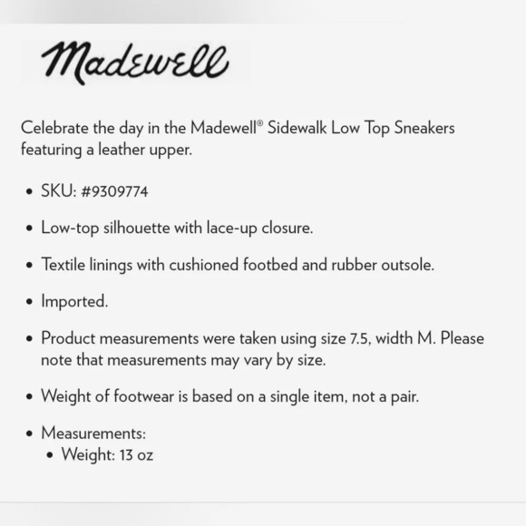 Madewell Sidewalk sneaker low top lace up  Black/ white spotted Calf hai… - Picture 3 of 10